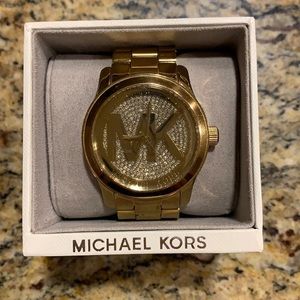 Michael Kors Runway Gold Dial Crystal Pave Gold-tone Ladies Watch 45MM - MK5706